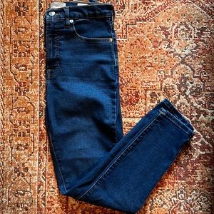 Everlane authentic stretch high rise skinny dark blue jeans